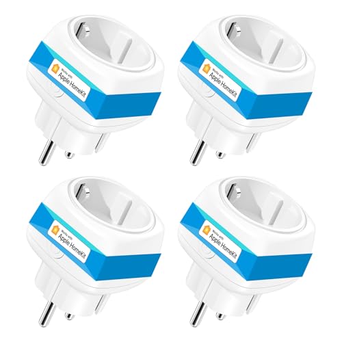 Meross Mini WLAN Steckdose 4er Pack Funktioniert mit Apple HomeKit, Smart Steckdose mit Sprachsteuerung und App Fernsteuerung, WiFi Smart Plug mit Zeitschaltuhr, kein Hub Erforderlich, 10A