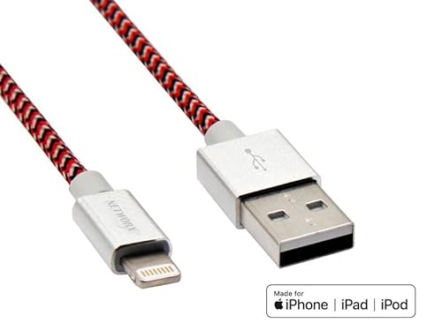 Networx Fancy 2.0 Lightning-USB-Kabel, 1 Meter, rot/schwarz/weiß