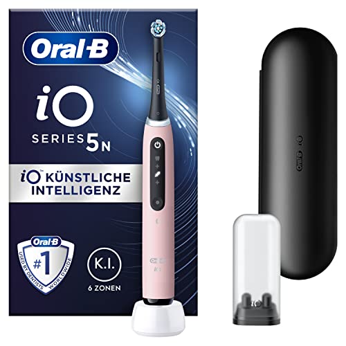 Oral-B iO 5 Elektrische Zahnbürste/Electric Toothbrush, Magnet-Technologie, 5 Putzmodi für Zahnpflege, LED-Anzeige & Reiseetui, Designed by Braun, blush pink