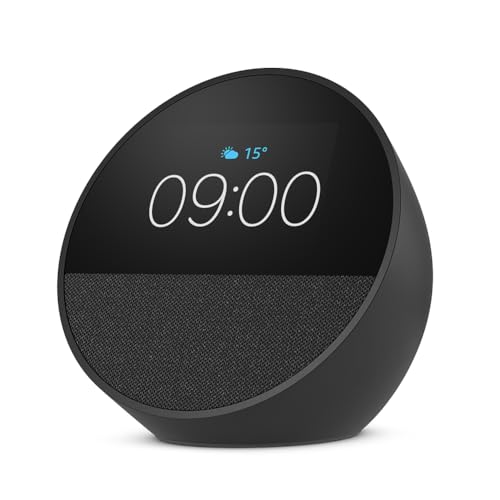 Der neue Amazon Echo Spot (2024), smarter Wecker mit sattem Klang und Alexa, Schwarz
