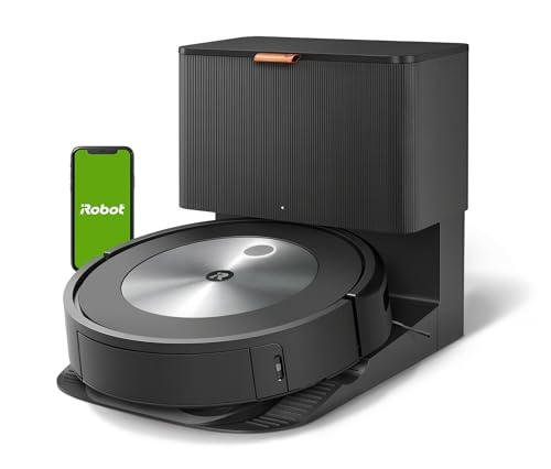 iRobot® Roomba® j7+ WLAN-fähiger Saugroboter mit automatischer Absaugstation, Kartierung und Zwei Gummibürsten für alle Böden -Objekterkennung und -vermeidung - Lernt und kartiert