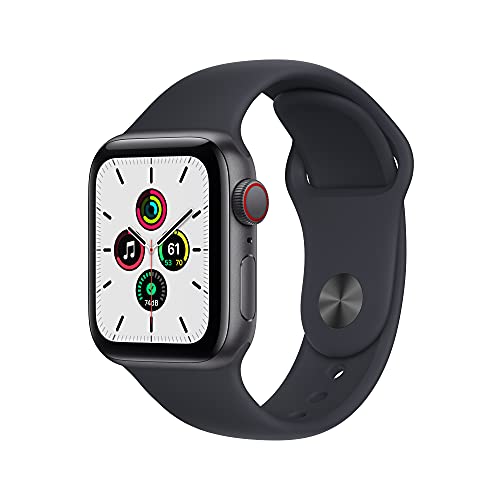 Apple Watch SE (1. Generation) (GPS + Cellular, 40mm) Smartwatch - Aluminiumgehäuse Space Grau, Sportarmband Mitternacht - Regular. Fitness-und Aktivitätstracker, Herzfrequenzmesser, Wasserschutz