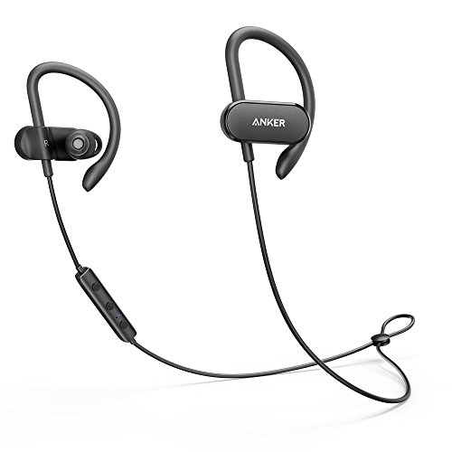 Anker SoundBuds Curve Bluetooth Sport Kopfhörer mit Wasserschutzklasse IPX5/ 14-Stunden-Spielzeit, Lauf-Trainings-Headset (Schwarz)