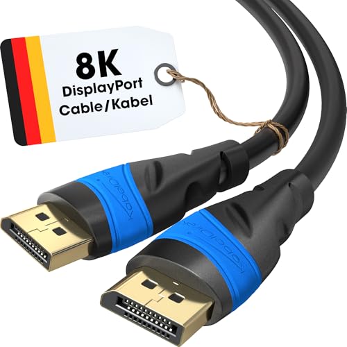 KabelDirekt – 8K/4K DisplayPort Kabel – 2 m – DP Kabel, in Deutschland entwickelt – Erhältlich in 0,5-10 m (Display Port Monitor Kabel für PC/Laptop, 8K@60Hz, Gaming bei 144Hz, Dolby Audio, schwarz)