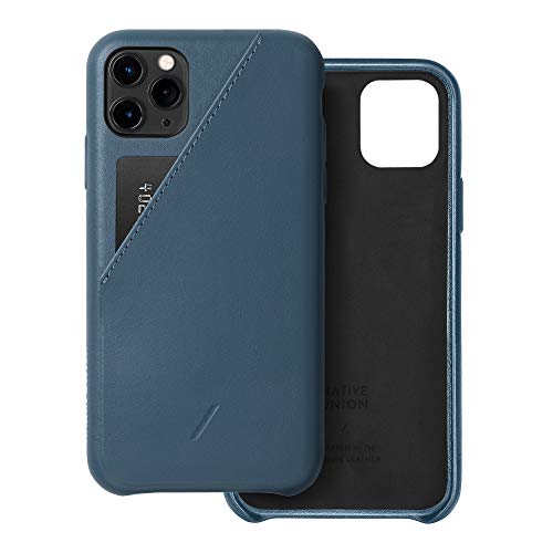 Native Union CLIC Hülle mit Kartenfach für iPhone 11 Pro Max - Leder-Cover mit Kartenfach - Kompatibel mit iPhone 11 Pro Max (Indigo)