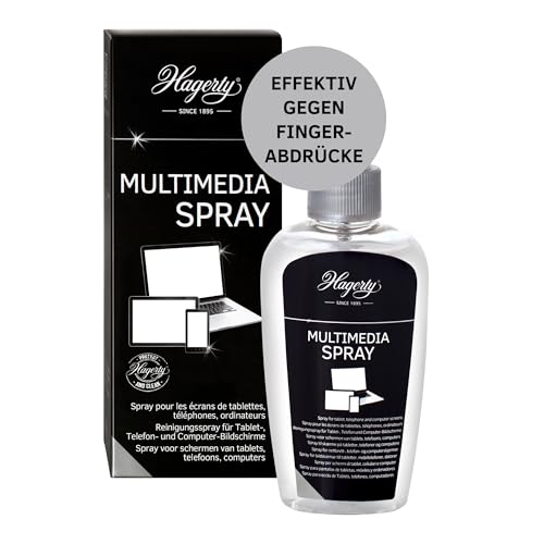 Hagerty Multimedia Spray 125 ml I Effektiver Bildschirmreiniger für Smartphone Tablet Computer Laptop I Antistatisches Display Reinigungsspray zur umfassenden Reinigung und Pflege ohne Mikrokratzer