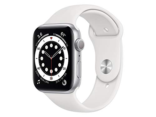 Apple Watch Series 6 (GPS, 44 mm) Aluminiumgehäuse Silber, Sportarmband Weiß