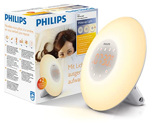 Philips Wake-up Light LED, Sonnenaufgangsfunktion, 2 natürlichen Wecktöne, silber HF3506/05