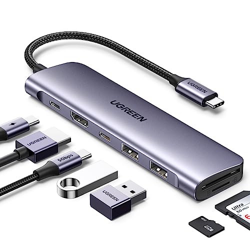 UGREEN Revodok USB C Hub 4K HDMI, PD100W, 2*USB A & USB C 5Gbps, SD/TF Kartenleser USB C Adapter Kompatibel mit iPhone 16 Serie, MacBook, iPad, Surface Laptop, Galaxy S24, Steam Deck usw.