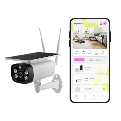 OMAJIN by Netatmo, Solar-Sicherheits-Außenkamera, schnurlos, Batterien, HD Nachtsicht, 105 dB Sirene, Personen-/Bewegungs-/Geräuscherkennung, bidirektionales Audio, SD-/Cloud-Speicher, IP55, OSC-01