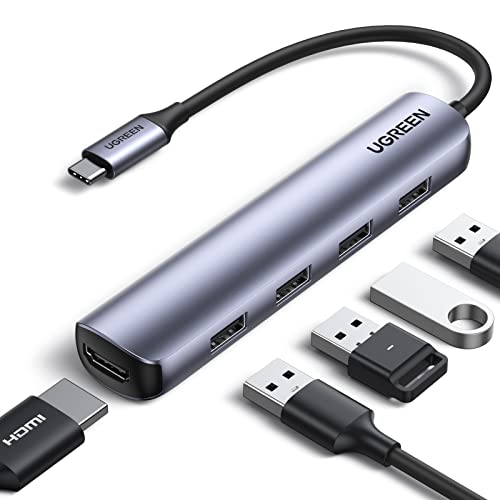 UGREEN USB C Hub HDMI USB 3.0 kompatibel mit iPhone 15/15Pro, MacBook Pro/Air, iPad Air/Pro, Surface Pro/Go, Galaxy S24/S23, Galaxy Tab und mehr USB C Geräten