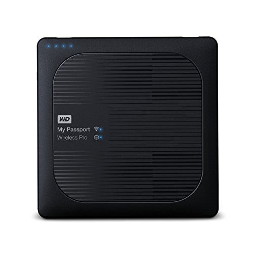 WD My Passport Wireless Pro 2TB, drahtlose tragbare externe Festplatte mit USB Power bank, SD 3.0 Kartenleser, SATA, WDBP2P0020BBK-EES