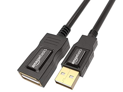 Amazon Basics L6XI USB-A 2.0-Verlängerungskabel A-Stecker auf A-Buchse, 1 m, 2 Stück, Schwarz