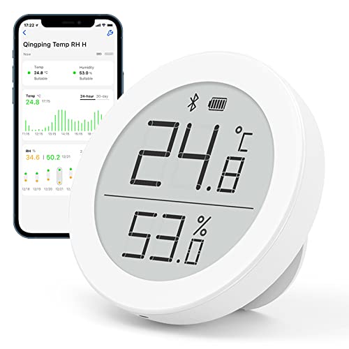 Qingping Bluetooth Thermometer Hygrometer Monitor funktioniert mit Apple HomeKit, Smart Digitales Temperatur und Luftfeuchtigkeitsmesser Innen für Hause Zimmer