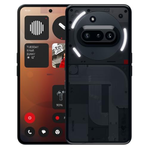 Nothing Phone (3a) 256 GB - Handy mit 32-MP-Frontkamera, 30-facher Ultra-Zoom, 50 W Schnellladefunktion und 6,77 Zoll Flexibles FHD+ AMOLED-Display - Schwarz