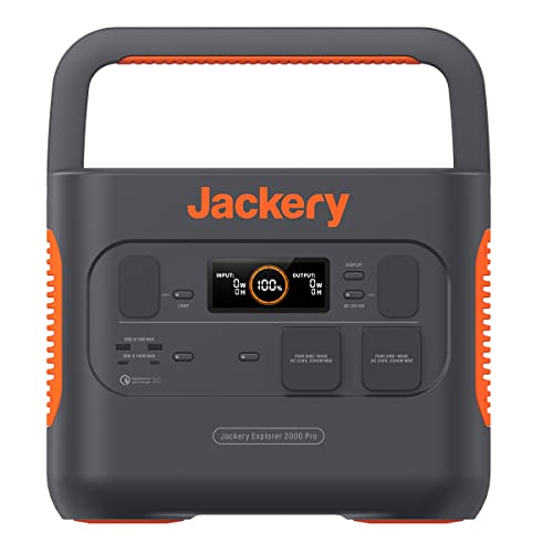 Jackery Explorer 2000 PRO, 2160Wh Tragbare Powerstation mit 230V/2200W Steckdosen, schnelle Ladung mit AC/Solarpanel, Mobile Stromversorgung für Outdoors Wohnmobil Heimwerken und als Notstromaggregat