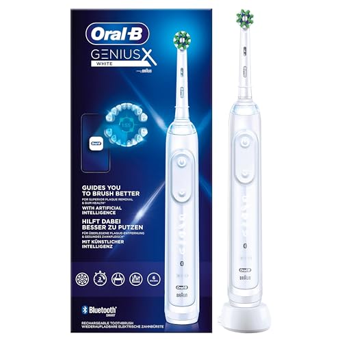 Oral-B Genius X Elektrische Zahnbürste/Electric Toothbrush, 6 Putzmodi für Zahnpflege, künstliche Intelligenz & Bluetooth-App, Geschenk Mann/Frau, Designed by Braun, weiß