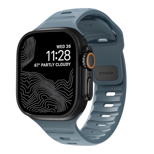 NOMAD Sport Strap V2 Marine Blue | strapazierfähiges Uhrenarmband für die 49mm/45mm/44mm/42mm Versionen der Apple Watch | Blau