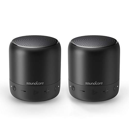 Soundcore Anker Mini 2 Bluetooth Lautsprecher, Kompakter Wasserdichter IPX7 Lautsprecher im Taschenformat, 15 Stunden AkkulaufzeitErstklassiger Sound mit Tiefem Bass (2er-Pack)