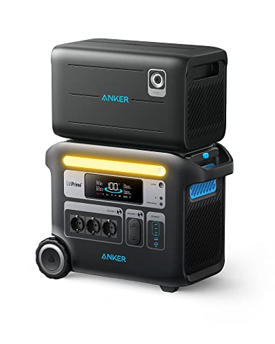 Anker SOLIX F2000 tragbare Powerstation, PowerHouse 767 mit 760 Zusatzakku, 4096Wh LiFePO4 Batterie mit 3 AC Steckdosen 2300W Max, GaNPrime PowerHouse Solargenerator für Outdoor, Stromausfälle