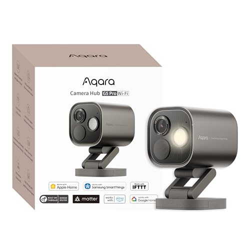 Aqara 4MP Kamera-Hub G5 Pro WLAN, Echtfarbe Nachtsicht Überwachungskamera Aussen, 2,4/5GHz, HomeKit Secure Video, Thread-Grenzrouter, Lokale Erkennung, Thread/Zigbee, Unterstützt Alexa Google (Grau)