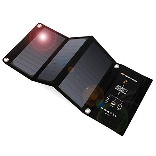 Soluser Solar Ladegerät 22W, Solarpanel Tragbares Leichtgewicht Outdoor Kompatibel mit Allen Handys, iPad, Kamera,Tablet, Bluetooth Lautsprecher usw