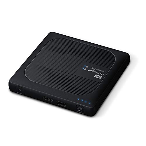 WD My Passport Wireless Pro 4TB, drahtlose tragbare externe Festplatte mit USB Power bank, SD 3.0 Kartenleser, SATA, WDBSMT0040BBK-EESN