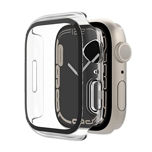 Belkin ScreenForce Apple Watch 44 mm, 45 mm Series 7, SE, 6, 5, 4 Bumper-Case mit integriertem Hartglas-Displayschutz, Kratzfest und leicht anzubringen