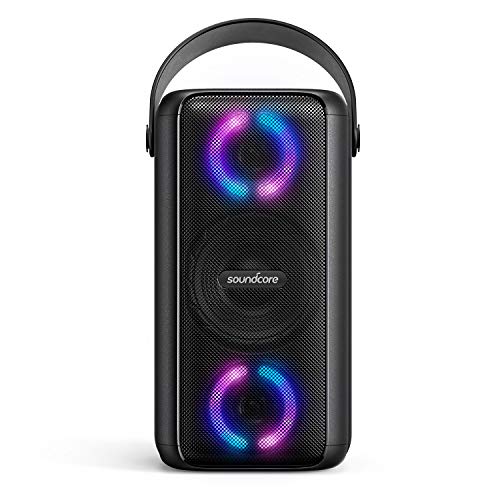 Soundcore Trance Bluetooth Lautsprecher, Party Lautsprecher mit starker 80W Sound, 18H Akkulaufzeit, LED-Lichteffekte, Soundcore App, IPX7 Wasserschutzklasse, für Drinnen und Draußen