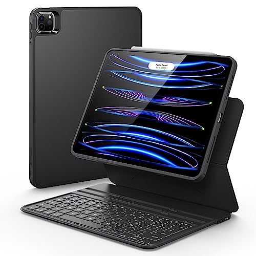 ESR Ascend Tastatur Hülle Lite, iPad Tastatur kompatibel mit iPad Pro 11/iPad Air 5/4, magnetische abnehmbare, verstellbarer Hoch-/Querformatmodus, leicht tragbar, federnde Tasten, Schwarz