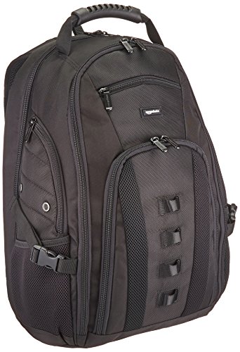 Amazon Basics Adventure Laptop-Rucksack, für Laptops mit bis zu 43 cm, 17-Zoll, Schwarz