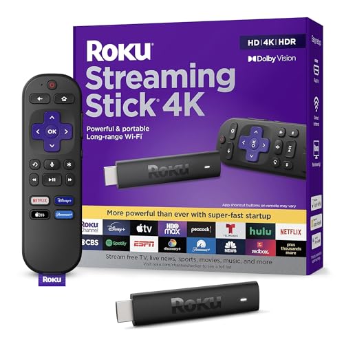 Roku Streaming Stick 4K 2021 | Streaming-Gerät, 4K/HDR/Dolby Vision mit Roku Sprachfernbedienung und TV-Steuerung