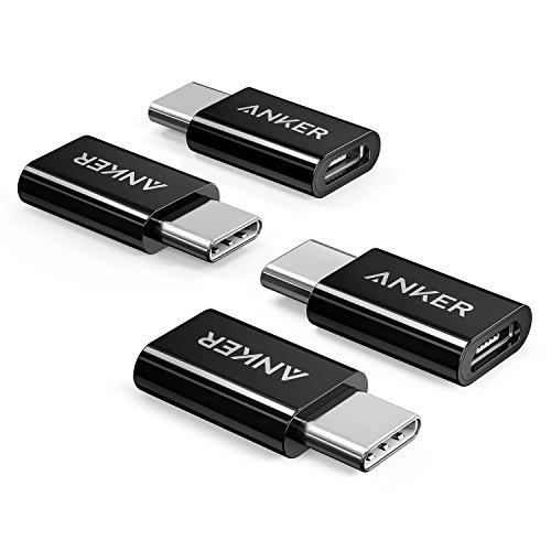 Anker USB C Adapter auf Micro USB [4 in 1 Pack], 56K Widerstand für Galaxy S9 S8 Note 8 A5 A3 2017,LG g5 g6,Sony Xperia XZ,Huawei P9/P10,MacBook Pro 2016 und weitere (Schwarz)