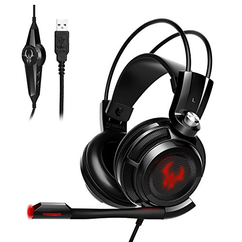 EasyAcc G1 Virtual 7.1 Surround-Sound Gaming Headset mit Vibrationsfunktion,USB PC,PS4 Gaming Kopfhörer