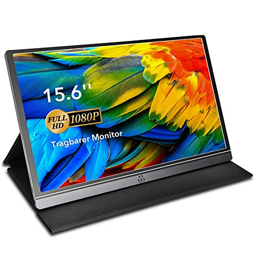 M MEMTEQ Tragbarer Monitor - 15,6 Zoll USB Monitor IPS Bildschirm Tragbar 1920×1080 Full-HD Portable Monitor mit USB-C/Typ-C Mini-HDMI für PC, Handy, Xbox, PS4 usw, mit Schutzhülle