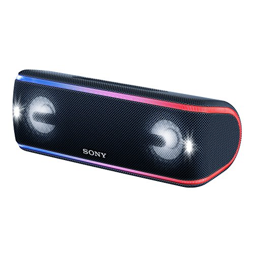 Sony SRS-XB41 kabelloser Bluetooth Lautsprecher (tragbar, mehrfarbige Lichtleiste, Lautsprecherbeleuchtung, Stroboskoplicht, NFC, kompatibel mit Party Chain, Freisprechfunktion für Anrufe) schwarz