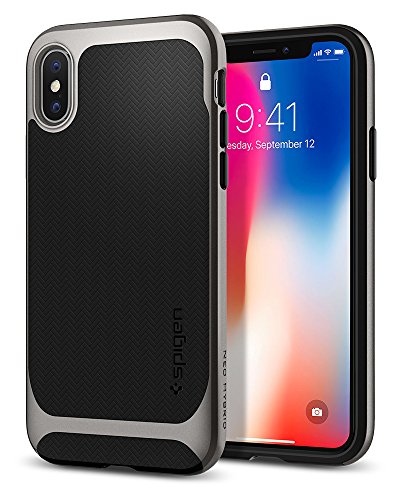 Spigen [Neo Hybrid] iPhone X Hülle, Zweiteilige Handyhülle Silikon TPU Schale mit PC Bumper Schutzhülle Case (Gunmetal) 057CS22165