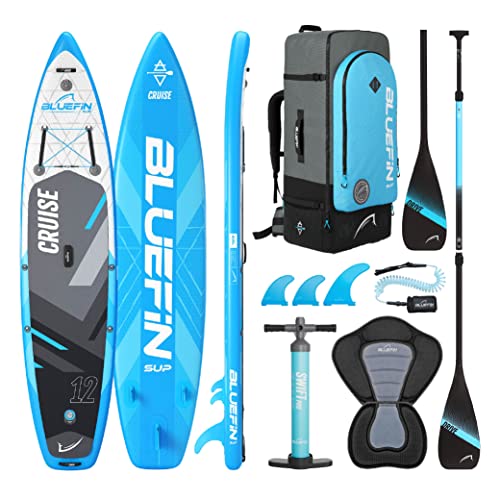 Bluefin Cruise 12 Aufpumpbares Paddleboard| SUP-Board für Erwachsene| Bluefin Cruise 12 SUP| Tragbar & Reisesicher | Paddleboard-Paket| Inklusive Paddleboard-Zubehör