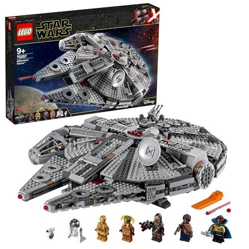 LEGO Star Wars Millennium Falcon Bauspielzeug für Kinder, Jungen & Mädchen, Modellraumschiff-Set mit 7 Figuren inkl. Finn und Chewbacca, C-3PO und R2-D2, The Rise of Skywalker Geschenke 75257