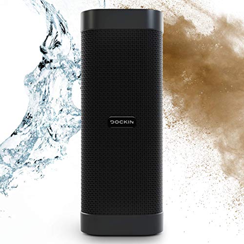 DOCKIN® D Mate Portable Bluetooth Lautsprecher, 25 Watt Outdoor Speaker mit 16 Stunden Akku, tragbare/portabel/Wireless Soundbox, integrierte Powerbank, wasserfest, Stereomode, USB-Anschluss…