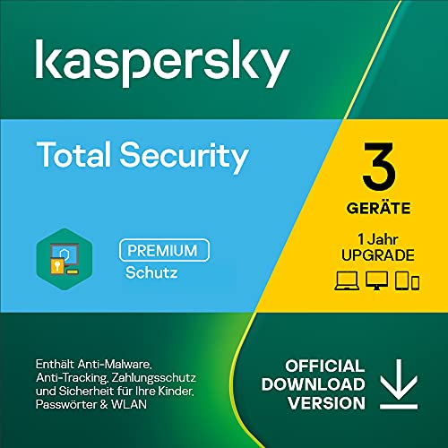 Kaspersky Total Security 2022 Upgrade | 3 Geräte | 1 Jahr | PC/Mac/Mobile | Aktivierungscode per Email