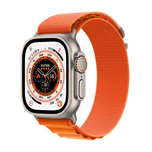 Apple Watch Ultra (GPS + Cellular, 49mm) Smartwatch - Titangehäuse, Alpine Loop Orange - Small. Fitnesstracker, präzisesGPS, Aktionstaste, extra Lange Batterielaufzeit, helleres Retina Display