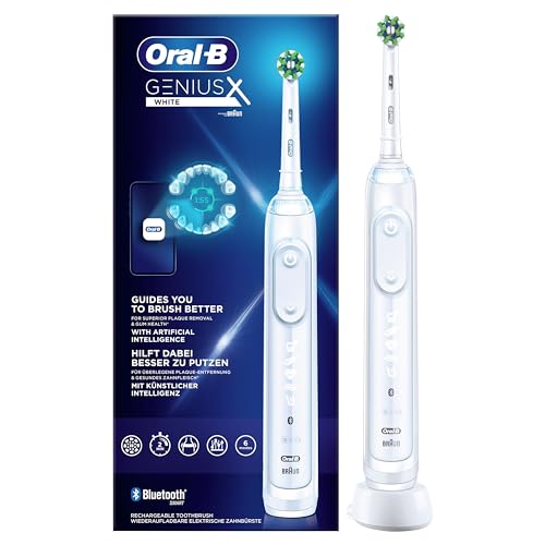 Oral-B Genius X Elektrische Zahnbürste/Electric Toothbrush, 6 Putzmodi für Zahnpflege, künstliche Intelligenz & Bluetooth-App, Geschenk Mann/Frau, Designed by Braun, weiß