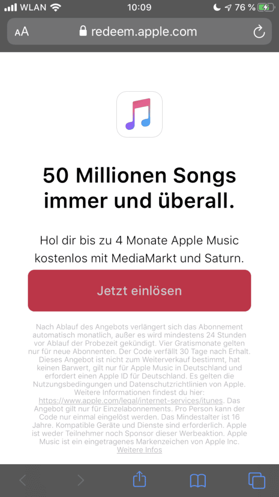 4 Monate Apple Music gratis für Neukunden