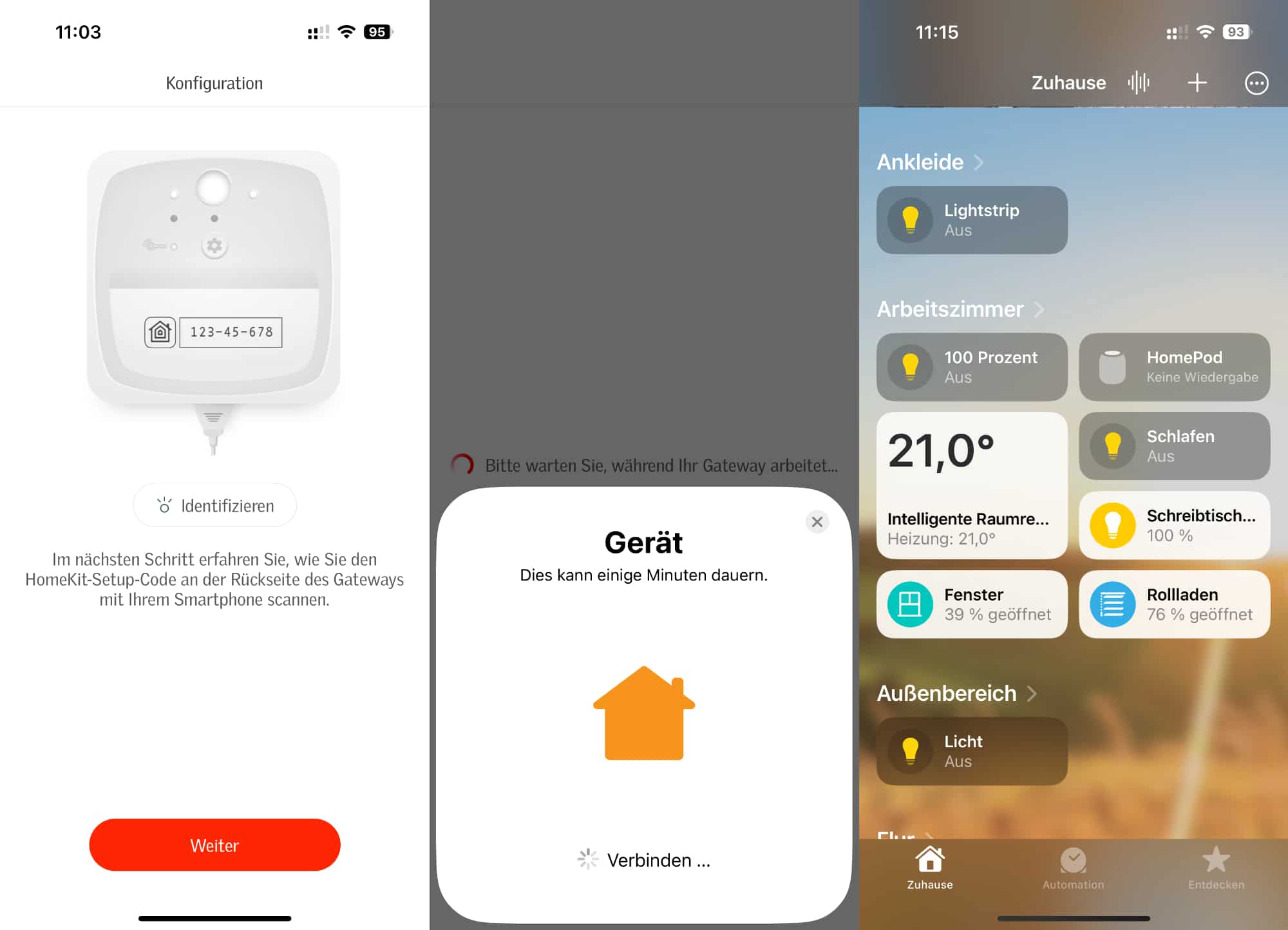 Nach nur wenigen Schritten befinden sich Fenster und Rollo zuverlässig in HomeKit. 